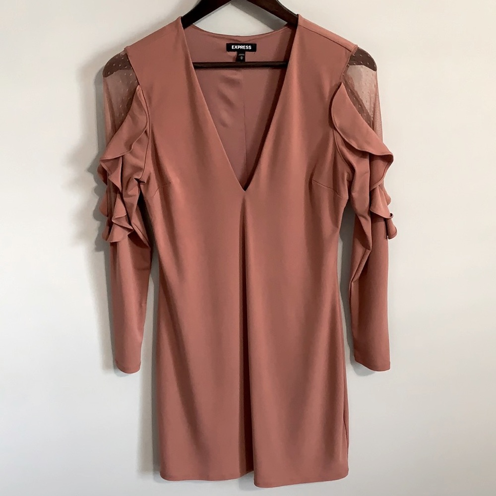 Express blush long-sleeve dress